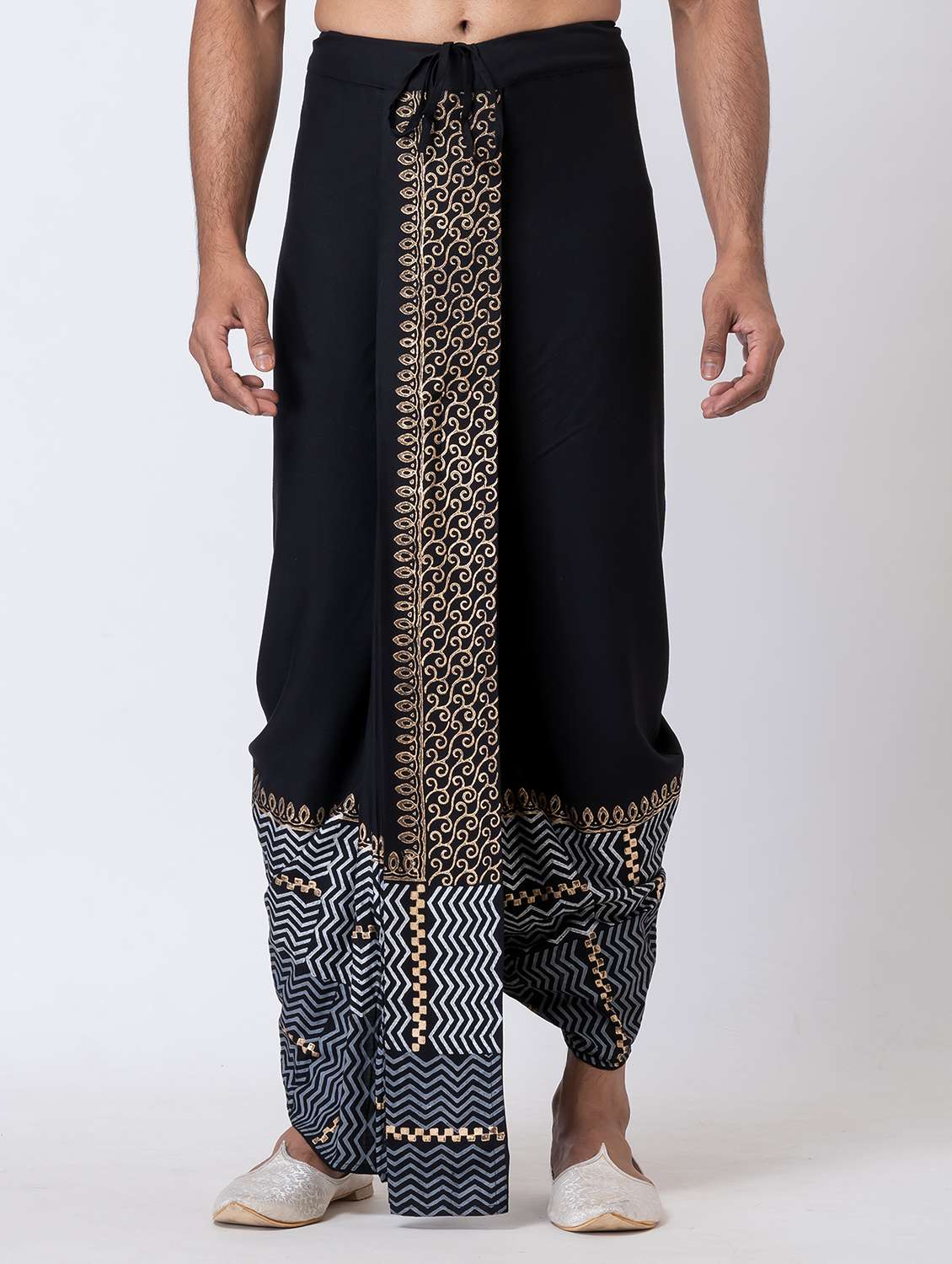 men printed mid rise draped dhoti