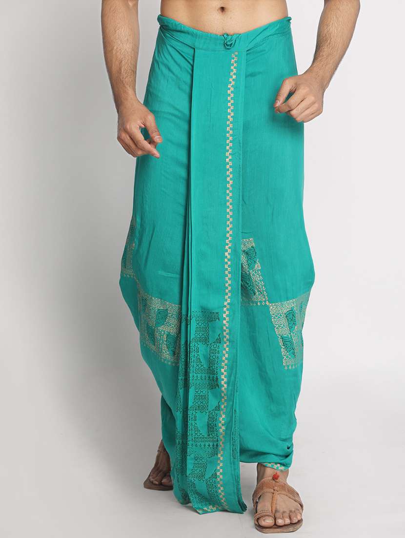 men printed mid rise draped dhoti