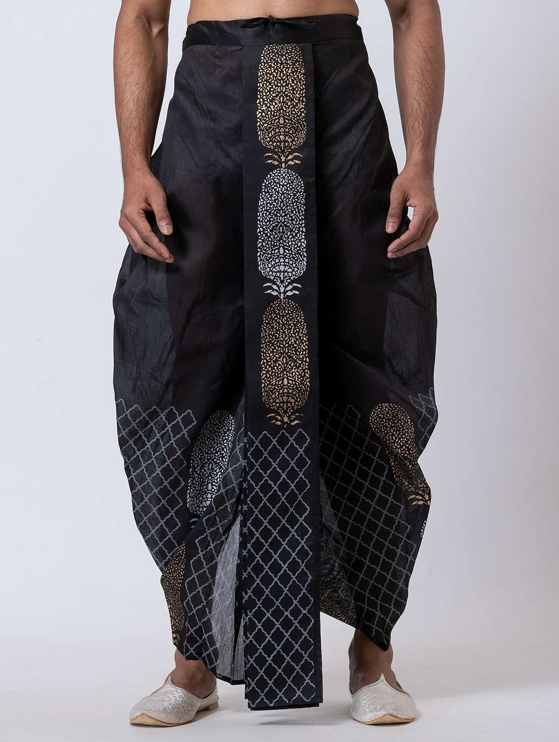 men printed mid rise draped dhoti