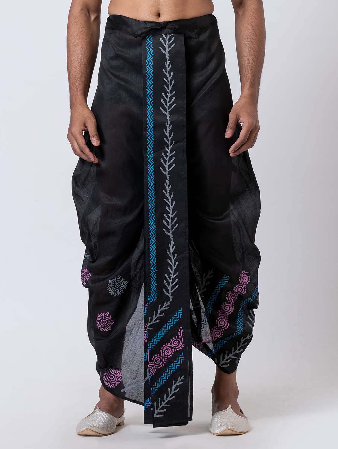 men printed mid rise draped dhoti