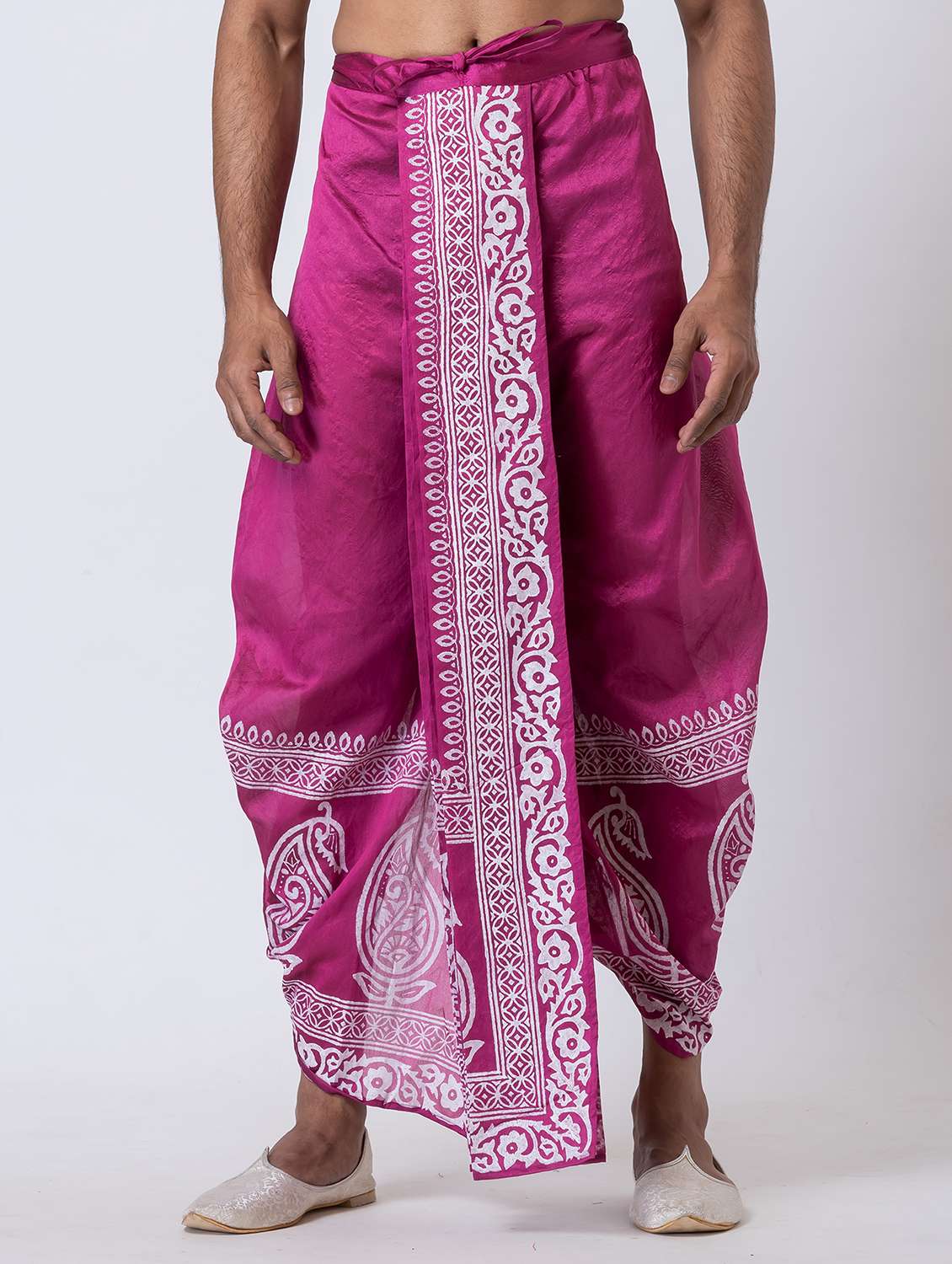 men printed mid rise draped dhoti