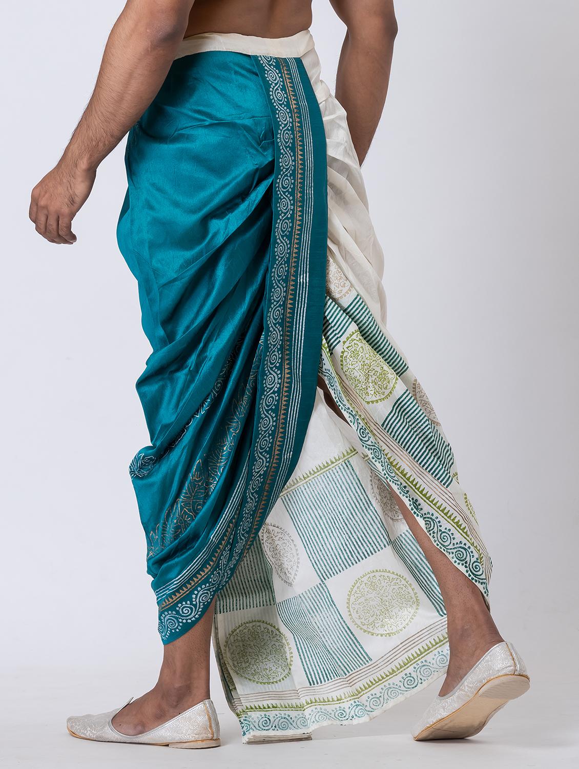 men printed mid rise draped dhoti - 22016534 - Standard Image - 3
