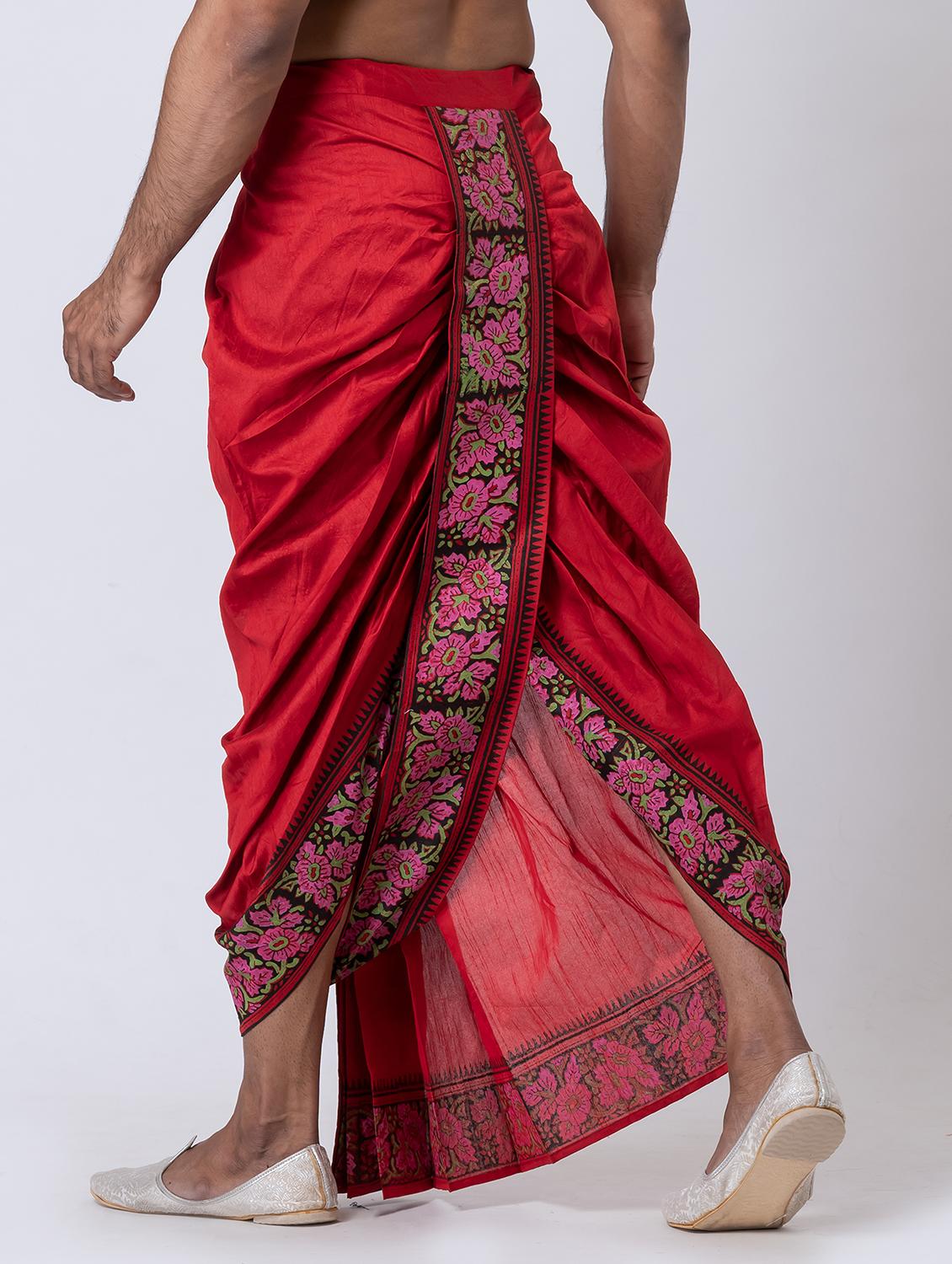 men printed mid rise draped dhoti - 22016535 - Standard Image - 3