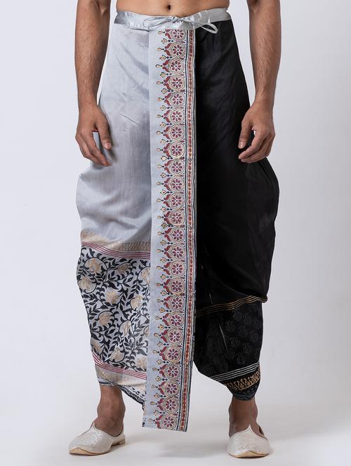 men printed mid rise draped dhoti - 22016536 - Standard Image - 0