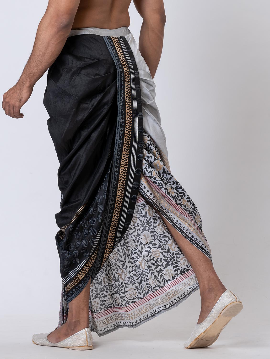 men printed mid rise draped dhoti - 22016536 - Standard Image - 3