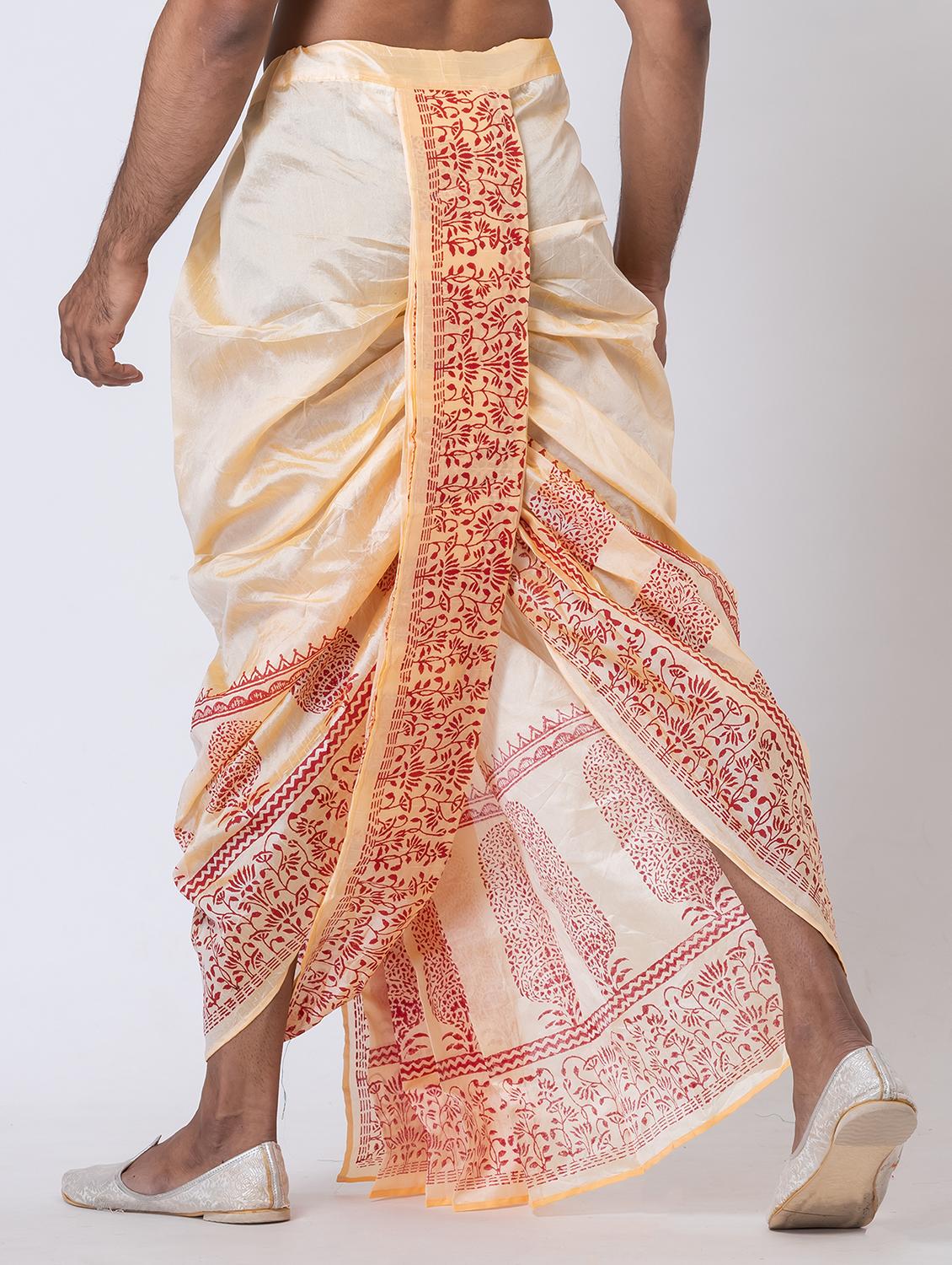 men printed mid rise draped dhoti - 22016537 - Standard Image - 3