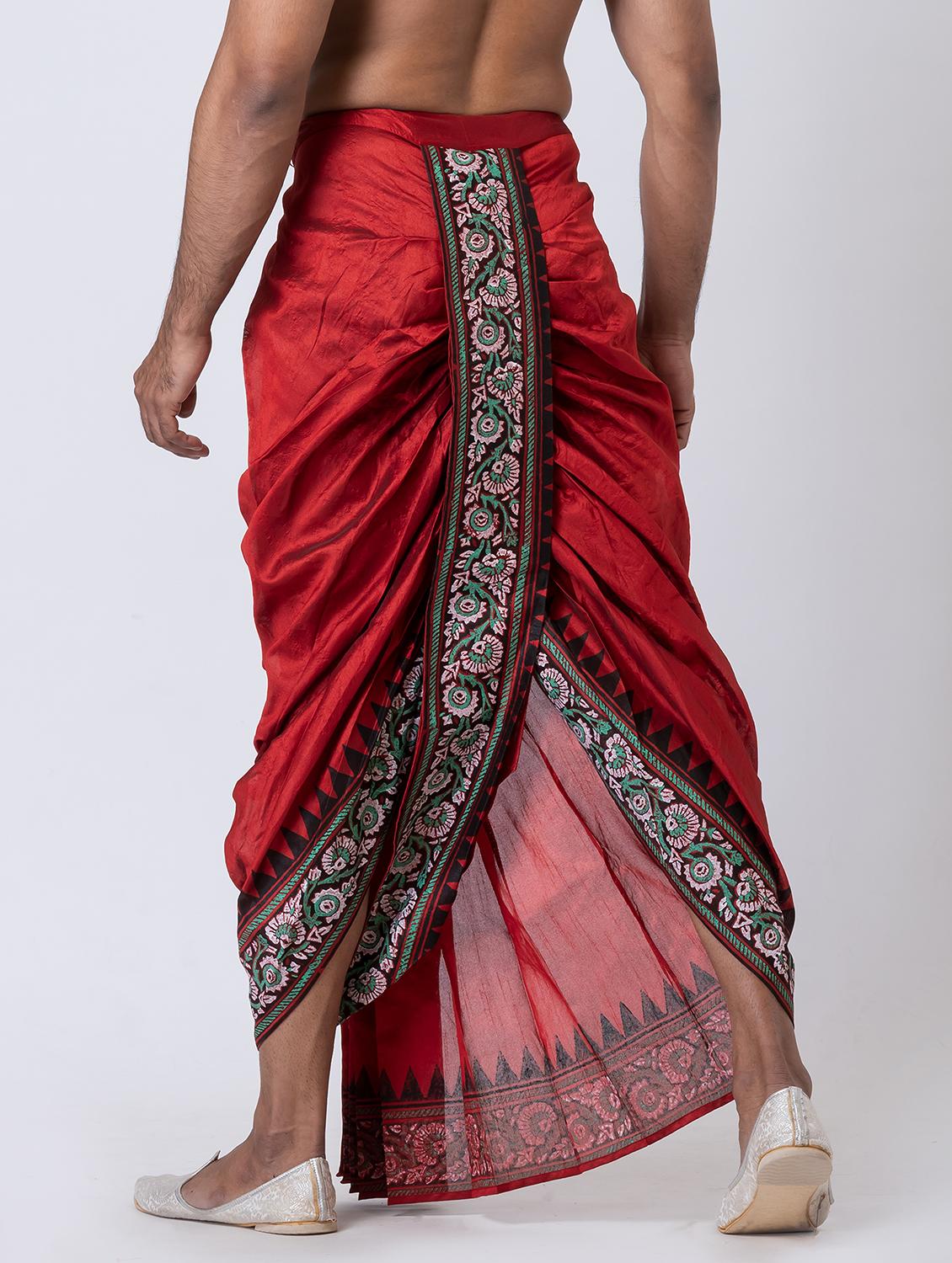 men printed mid rise draped dhoti - 22016538 - Standard Image - 3