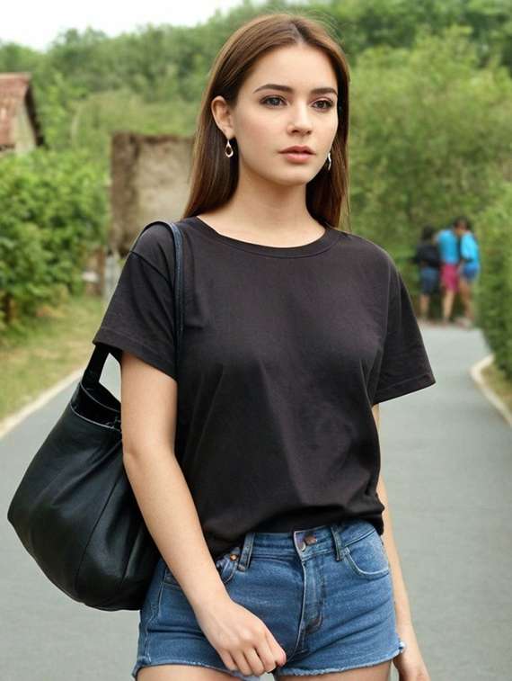 women solid short sleeve regular fit t-shirt