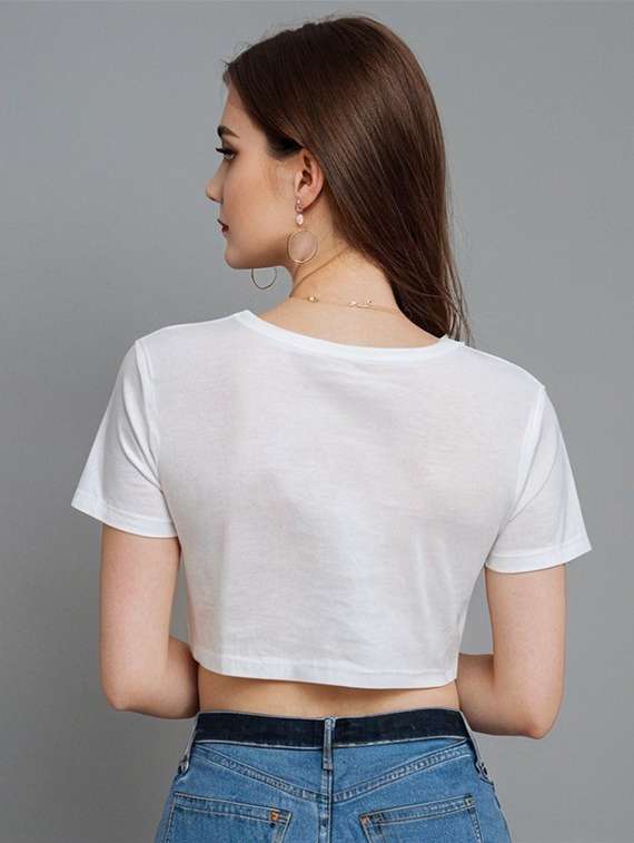women solid short sleeve regular fit crop t-shirt - 22016571 -  Standard Image - 3