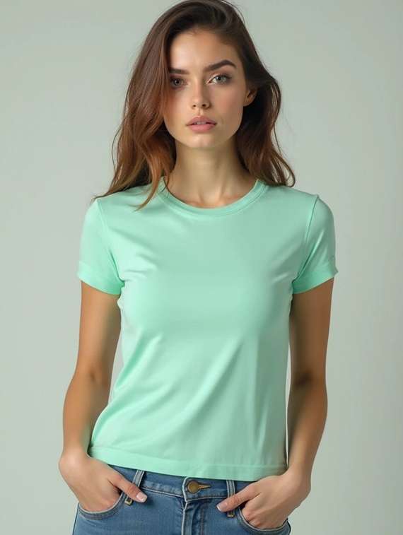 women solid short sleeve regular fit t-shirt