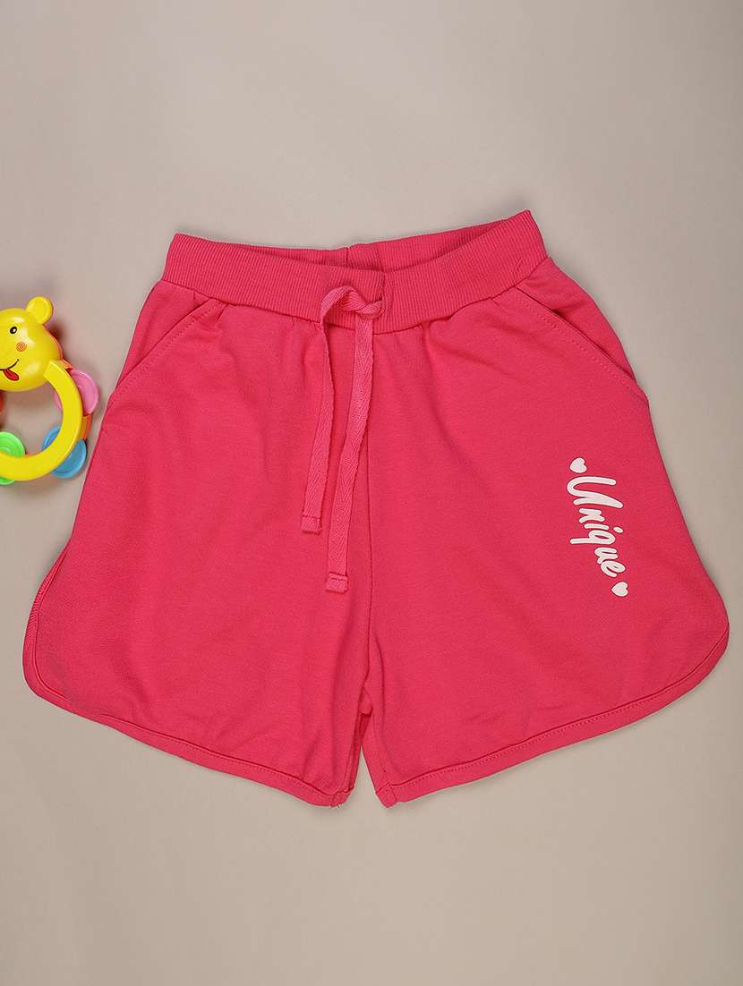 girls solid mid rise shorts 