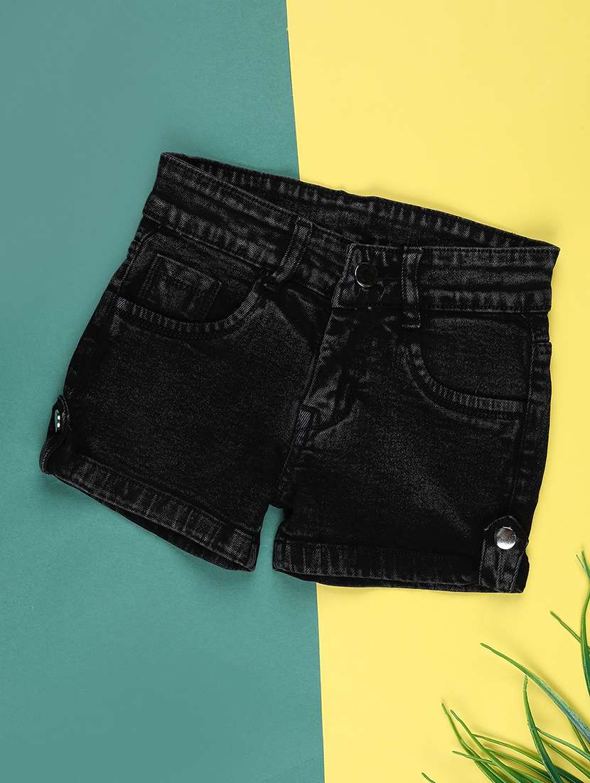 girls solid mid rise shorts 