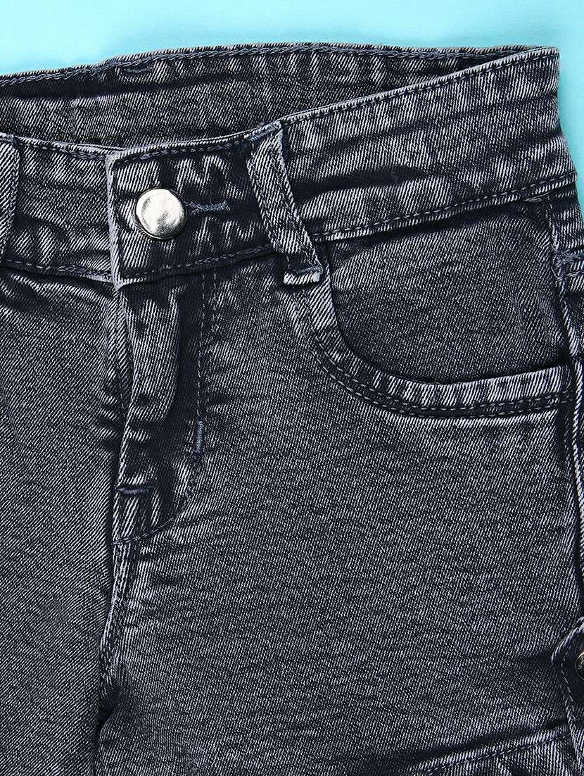 girls solid mid rise denim shorts - 22016616 -  Standard Image - 3