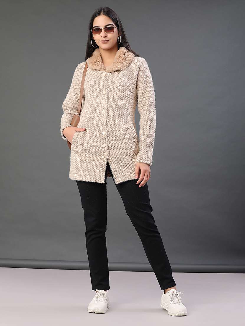 women self designed long sleeve cardigan - 22016621 -  Standard Image - 5