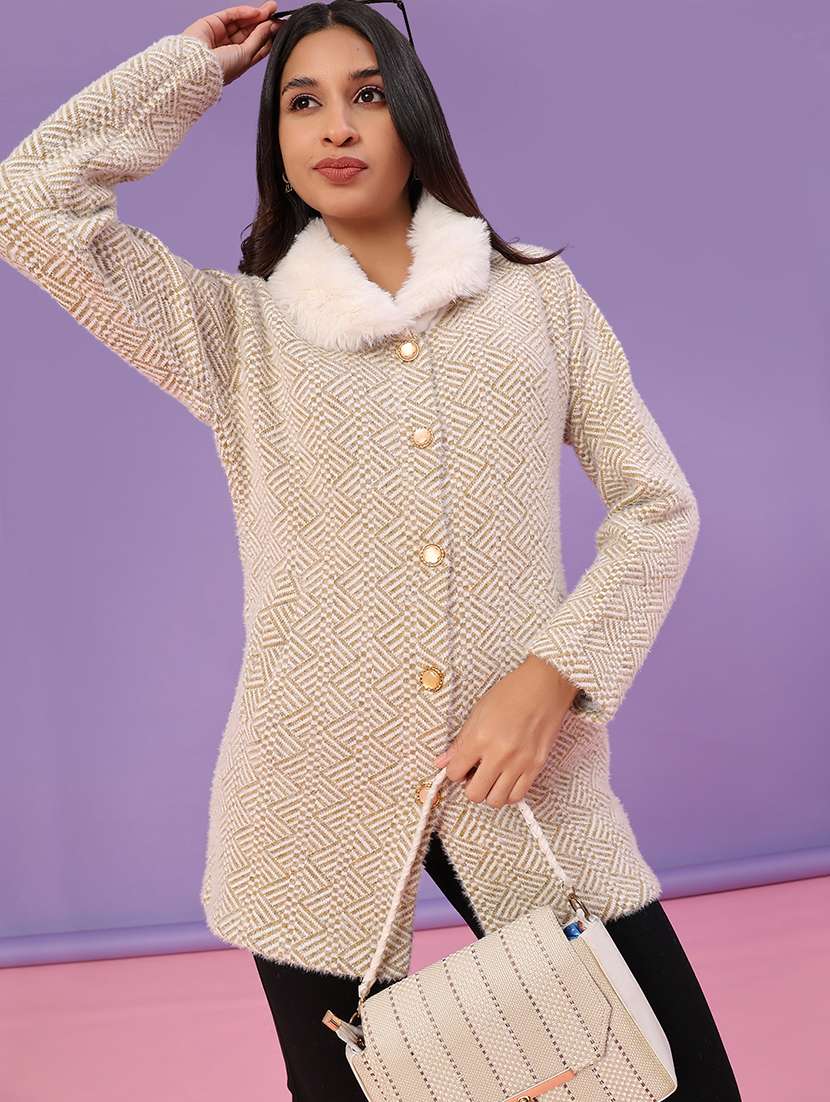 women self design long sleeve cardigan