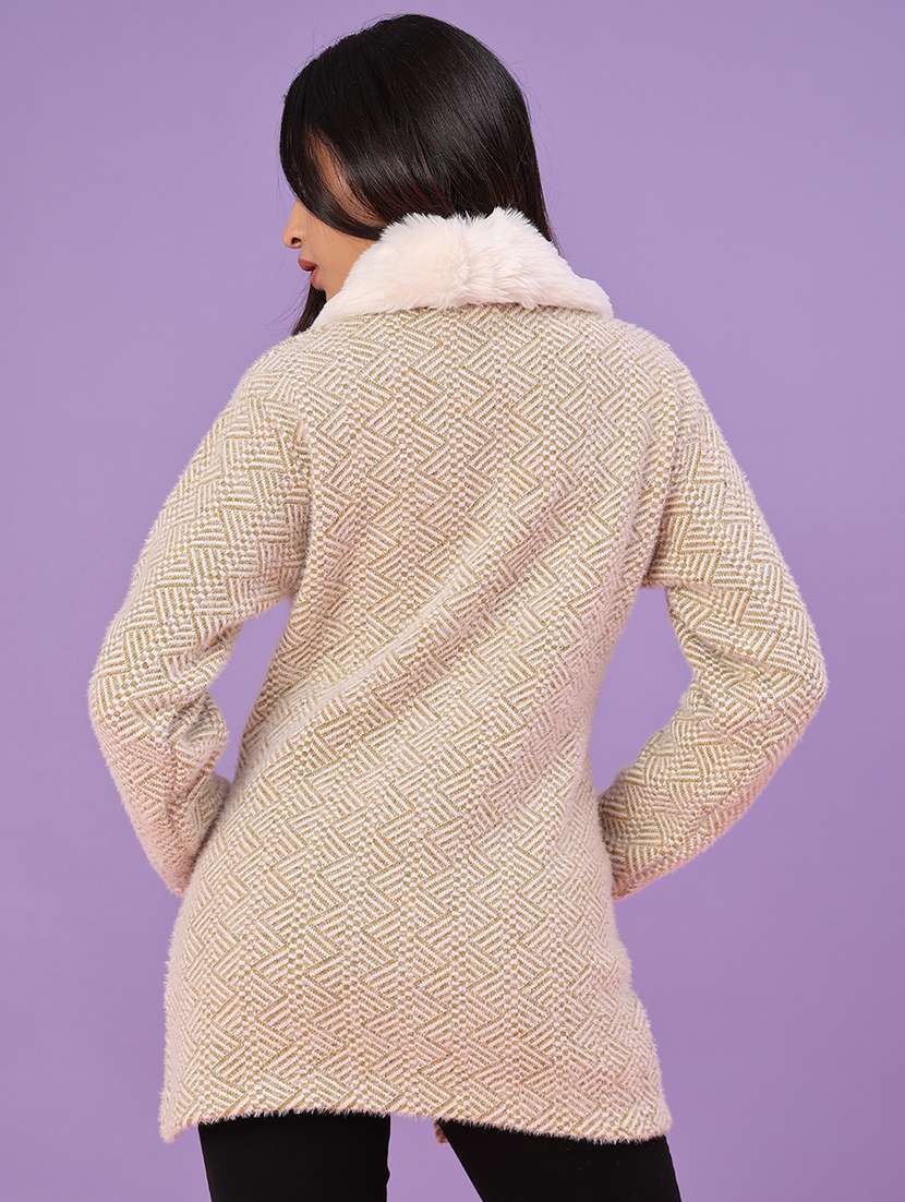 women self design long sleeve cardigan - 22016622 -  Standard Image - 3