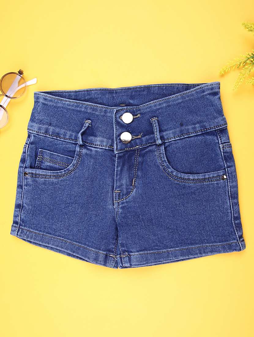 girls solid mid rise shorts 