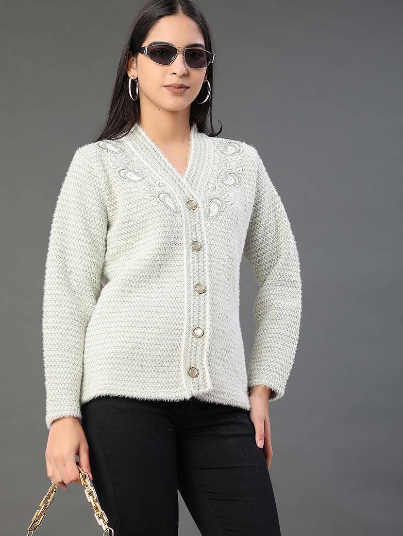 women self designed long sleeve cardigan