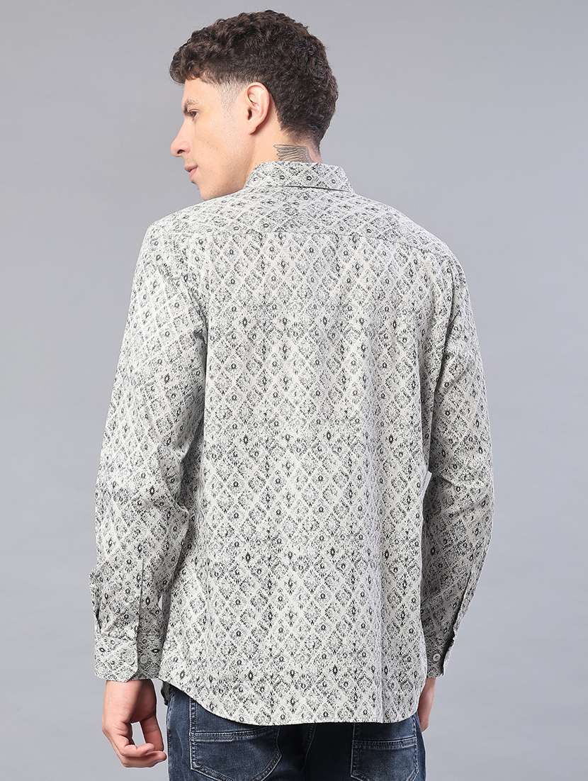 men printed long sleeve regular fit casual shirt - 22016874 -  Standard Image - 3