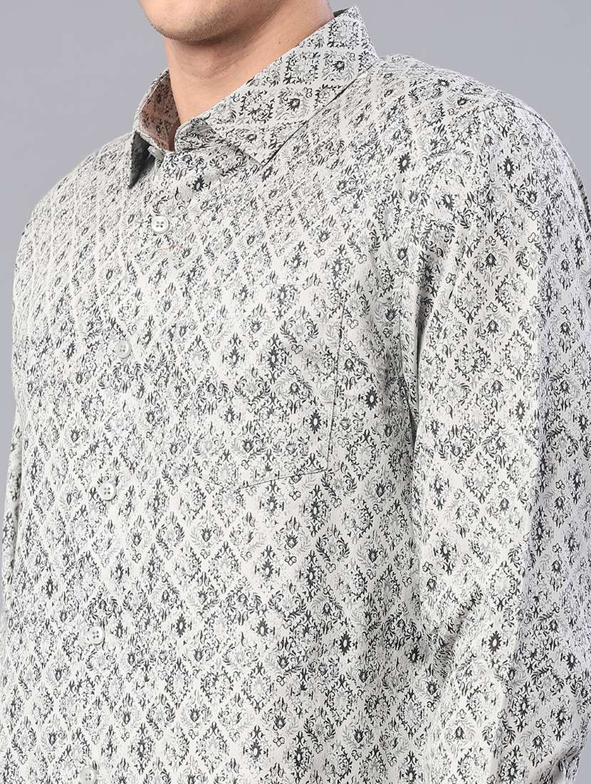men printed long sleeve regular fit casual shirt - 22016874 -  Standard Image - 5