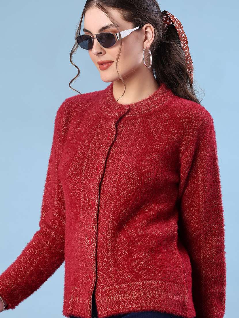 women self design long sleeve cardigan