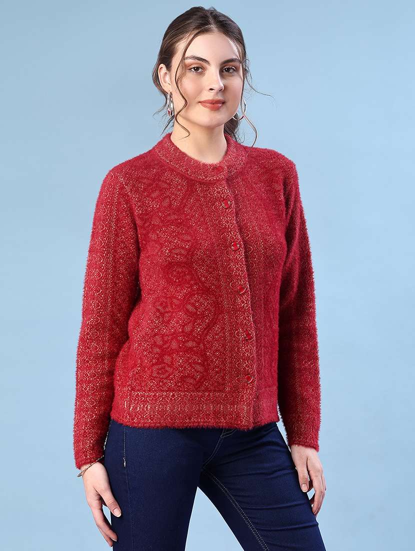 women self design long sleeve cardigan - 22016914 -  Standard Image - 3