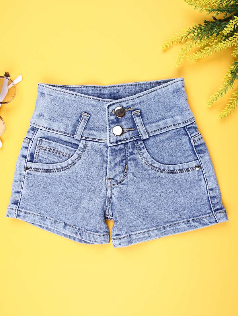 girls solid mid rise shorts 