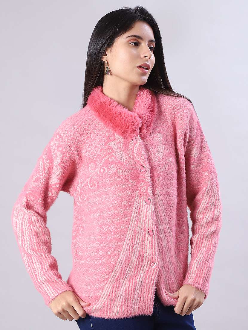 women self design long sleeve cardigan