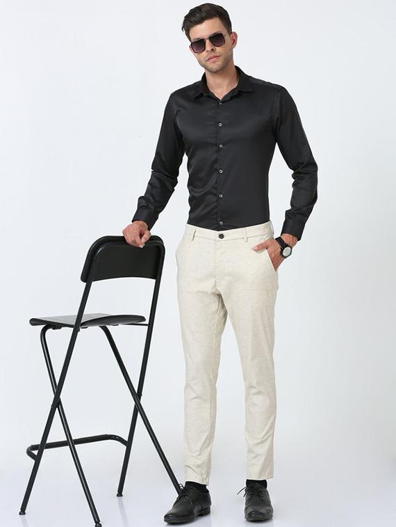 men solid collared long sleeve formal shirt - 22016985 - Standard Image - 3