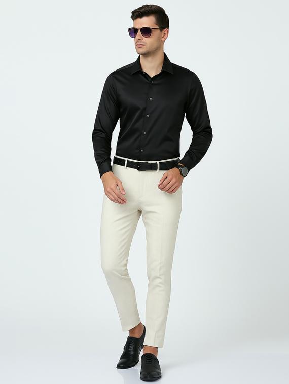 men solid collared long sleeve formal shirt - 22016985 - Standard Image - 5