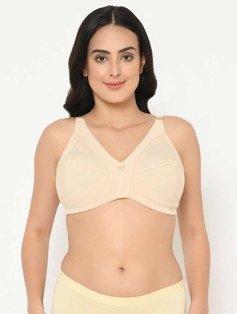 women beige solid full coverage regular bra