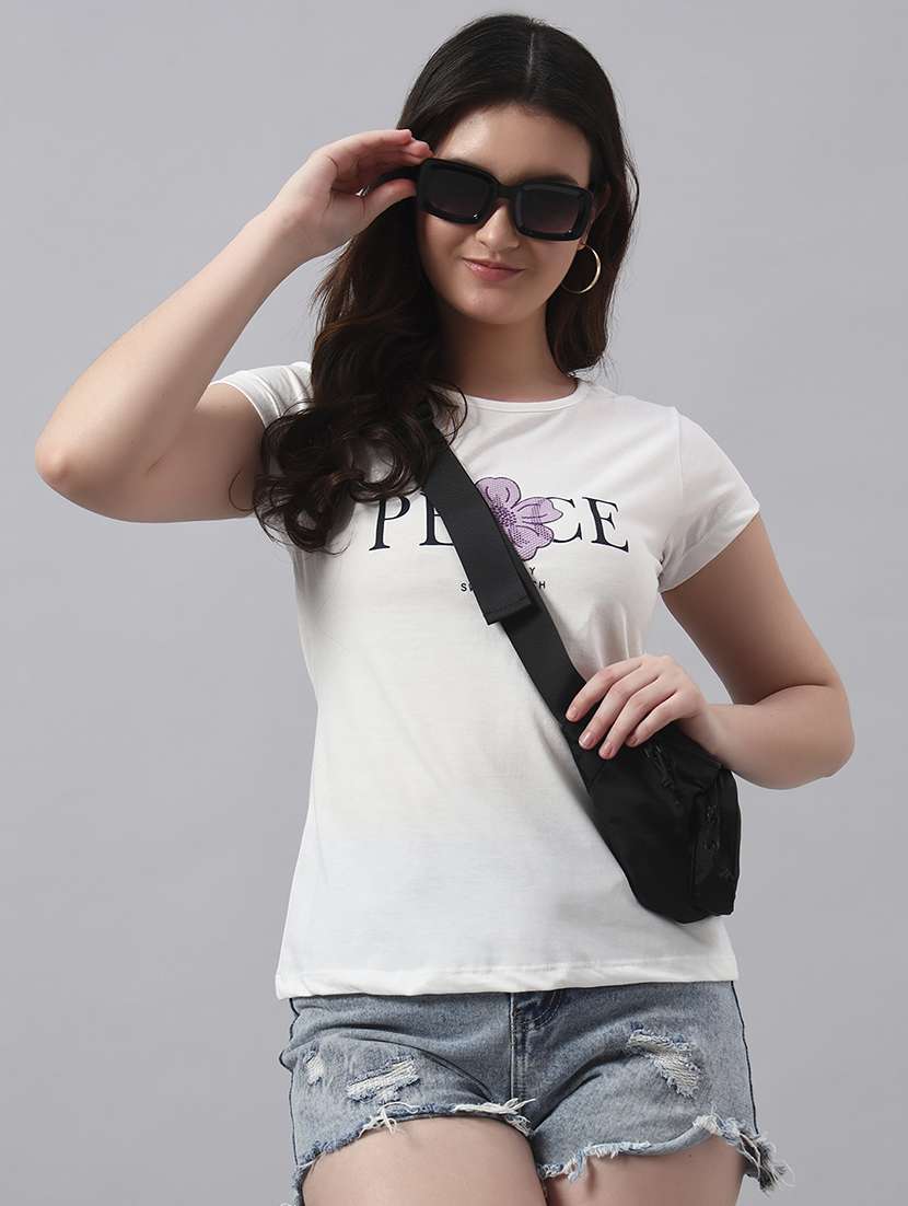 women printed short sleeve regular fit t-shirt
