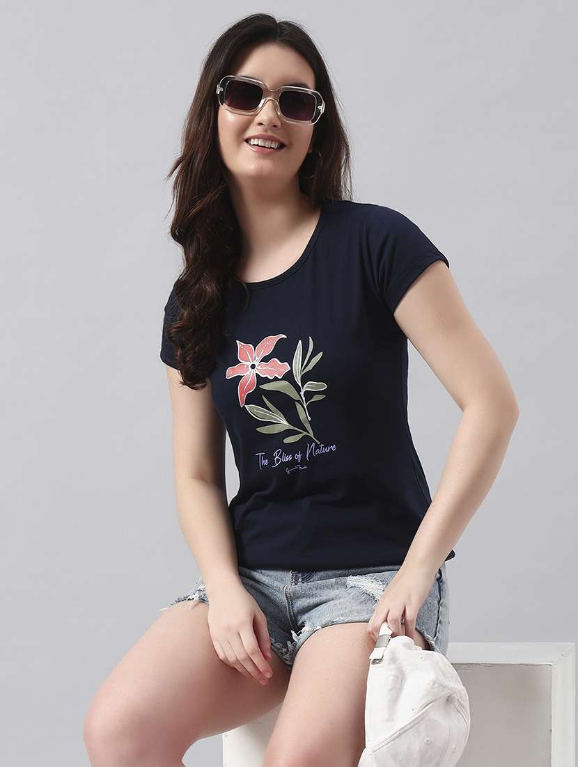 women printed short sleeve regular fit t-shirt