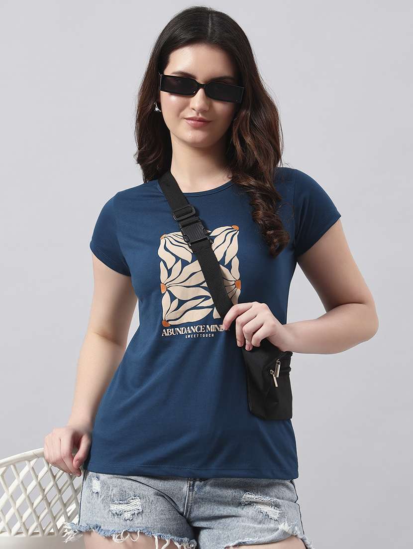 women printed short sleeve regular fit t-shirt