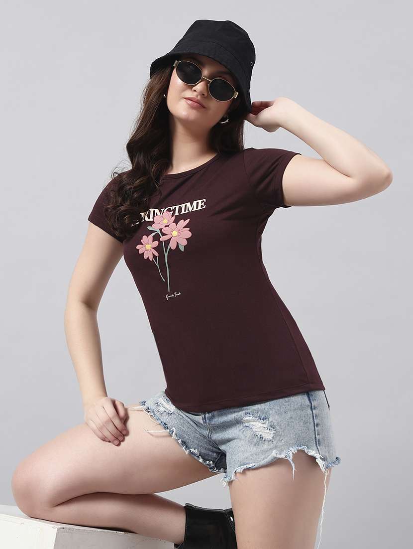women printed short sleeve regular fit t-shirt