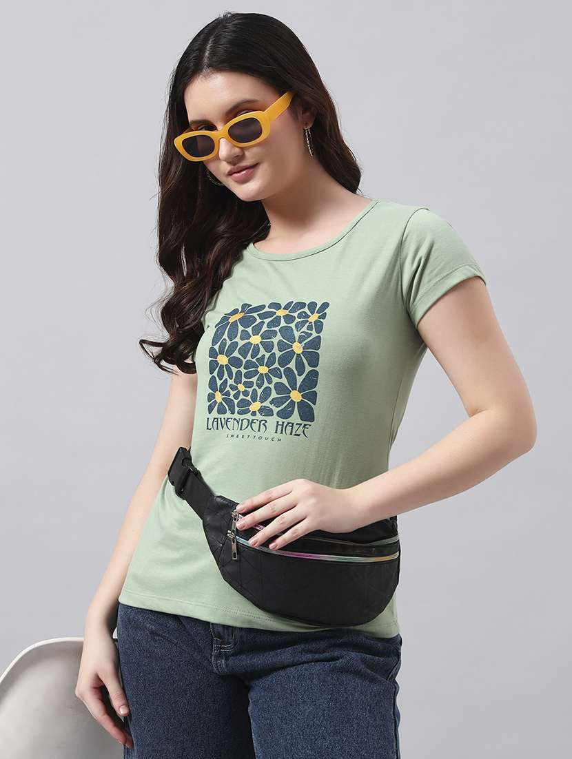 women printed short sleeve regular fit t-shirt