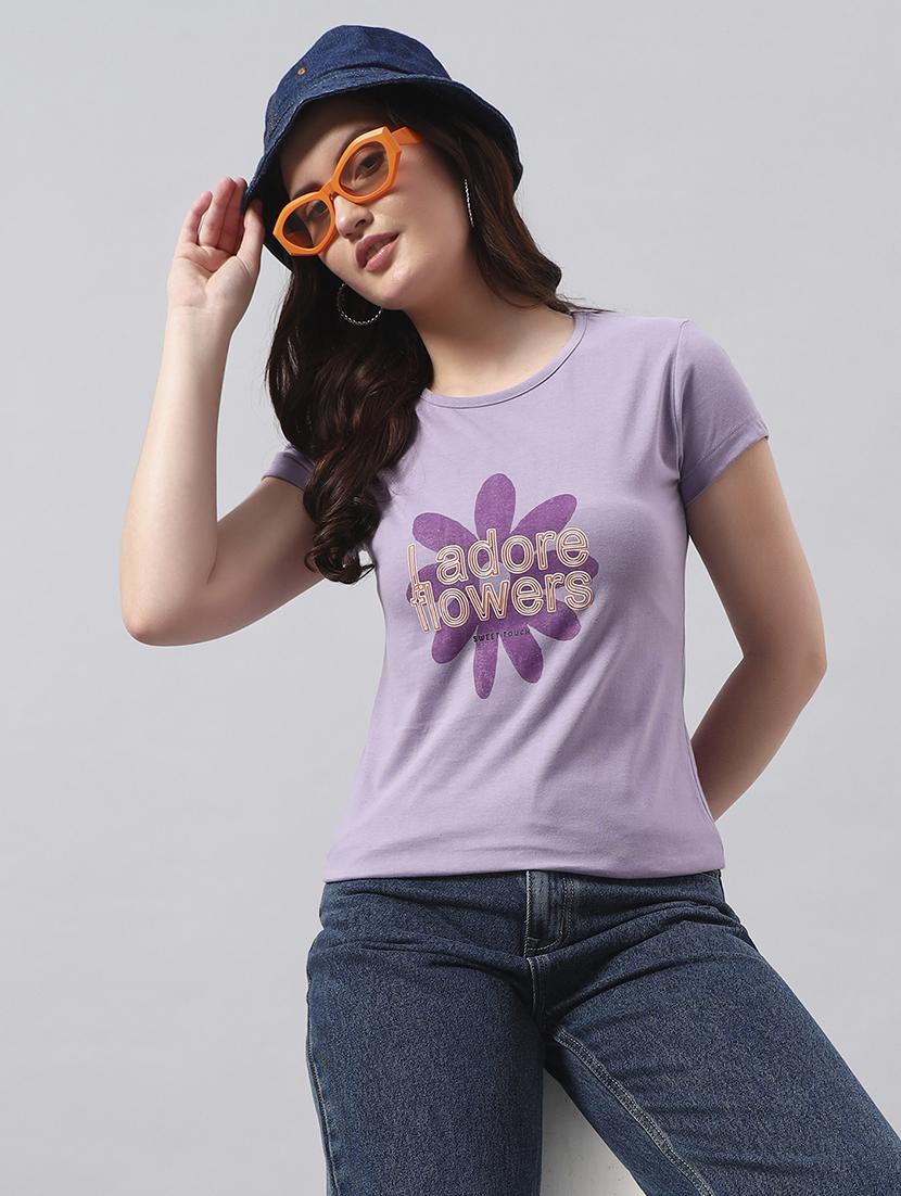 women printed short sleeve regular fit t-shirt