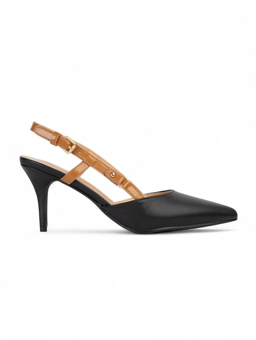 women black solid pointed pumps - 22017435 - Standard Image - 3