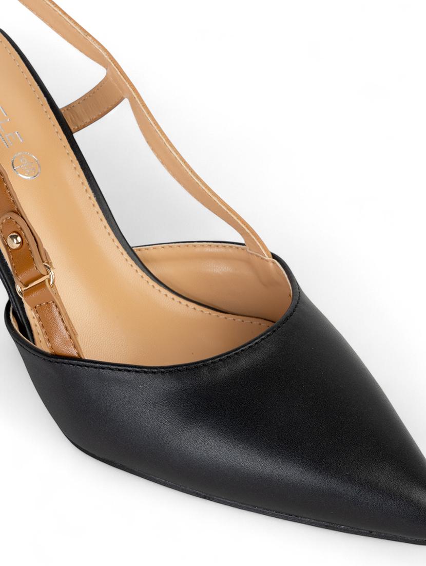 women black solid pointed pumps - 22017435 - Standard Image - 5