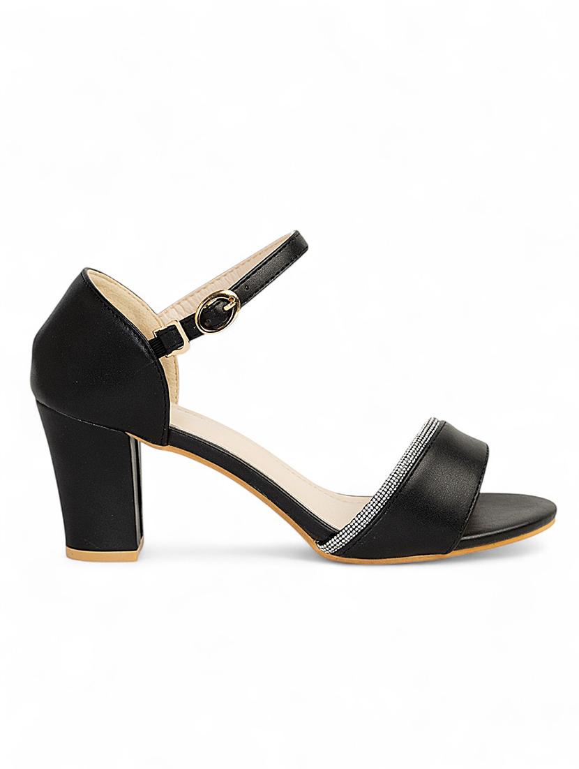 women black ankle strap sandal - 22017456 - Standard Image - 3