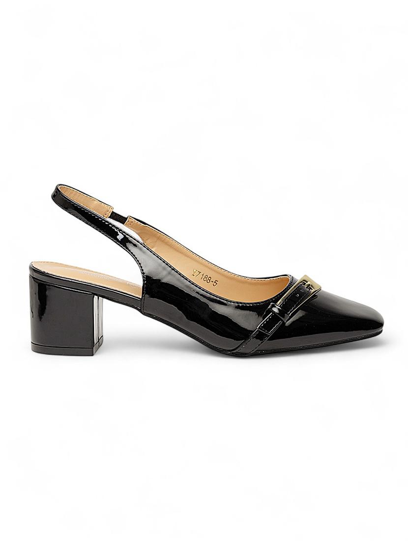 women black solid block heels pump - 22017459 - Standard Image - 3