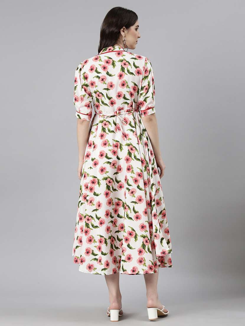 women floral print puff sleeve fit & flare dress - 22017467 -  Standard Image - 5