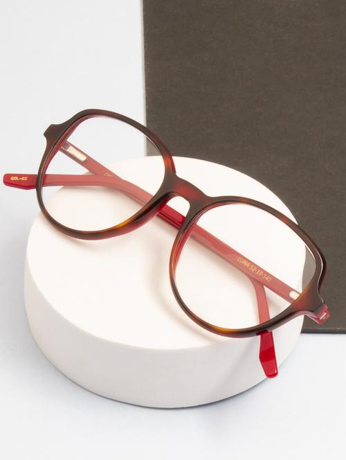 ted smith demi brown inside red round  premium italian acetate frames for women - 22017507 -  Standard Image - 0