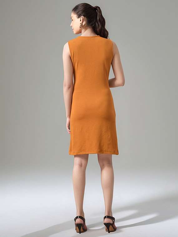 women solid sleeveless cowl neck bodycon dress - 22017565 -  Standard Image - 3