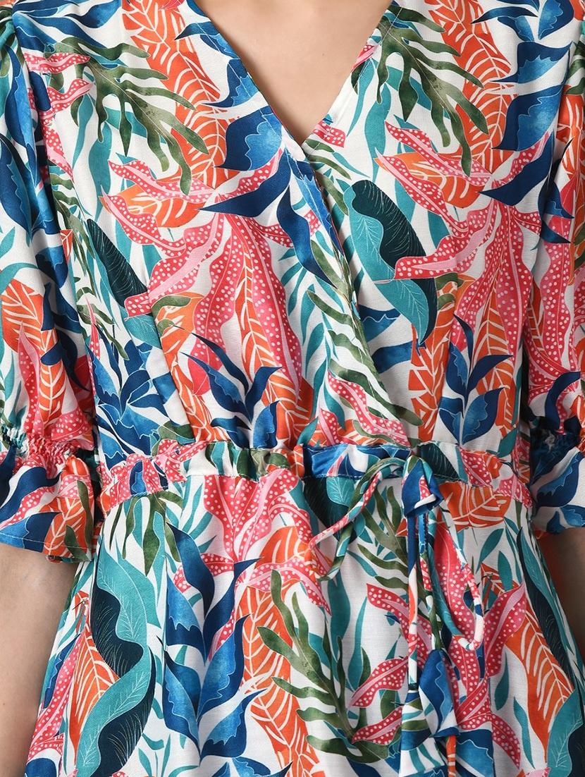 women printed puff sleeve tiered dress - 22017577 - Standard Image - 3