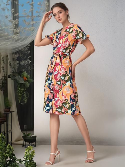 women floral print short sleeve a-line dress - 22017578 -  Standard Image - 0
