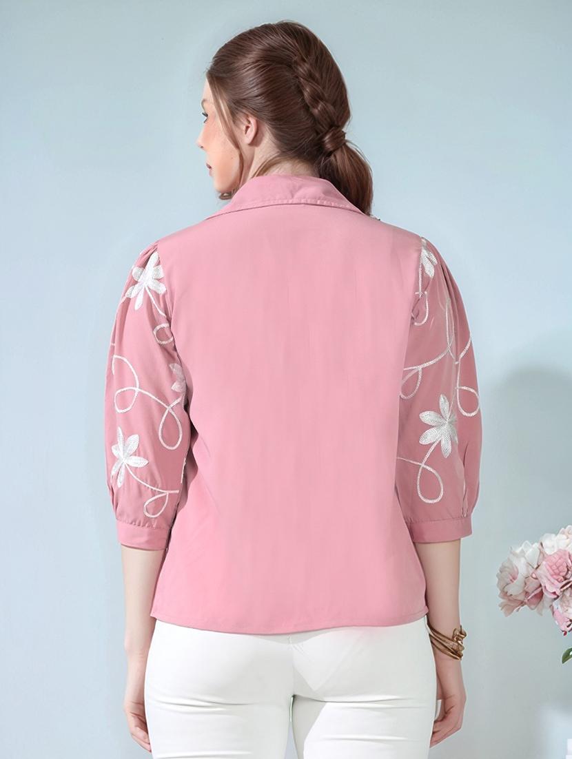 women embroidered puff sleeve shirt top - 22017588 - Standard Image - 3