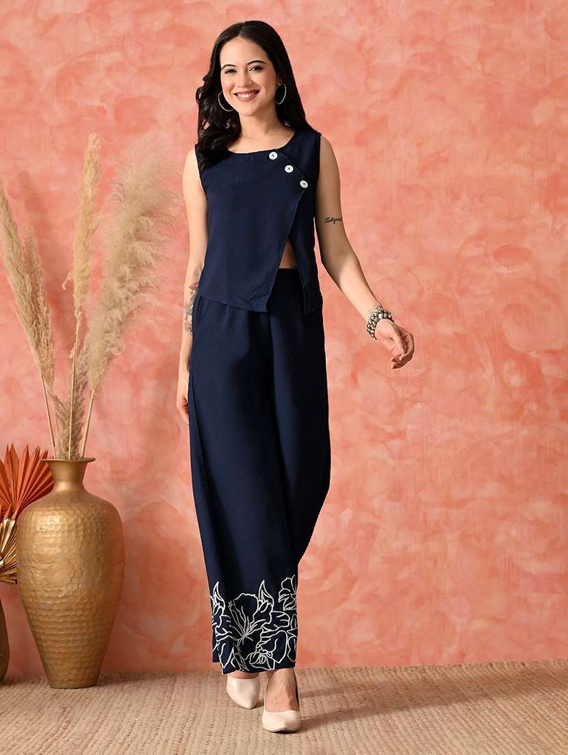 women embroidered top and trouser co-ord set