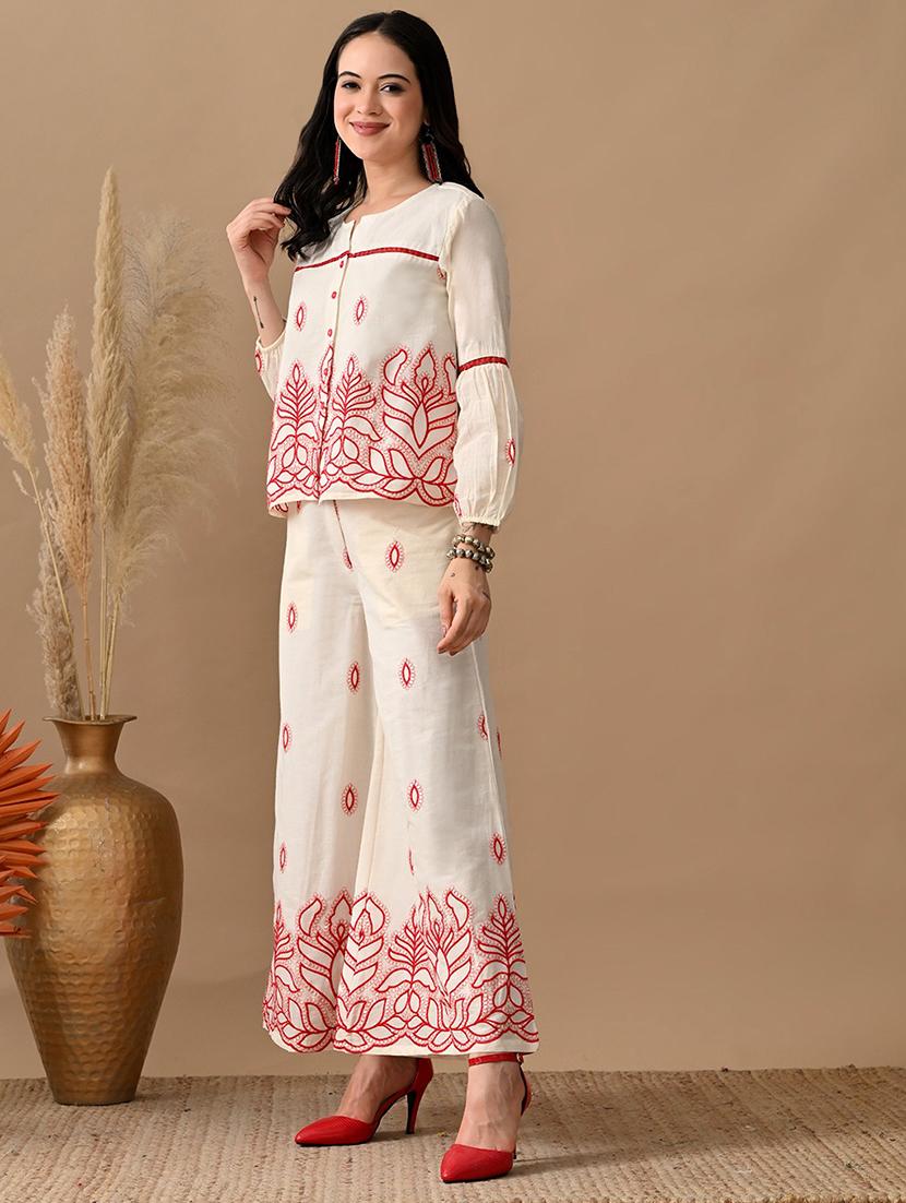 women embroidered shirt and trouser co-ord set - 22017593 - Standard Image - 3