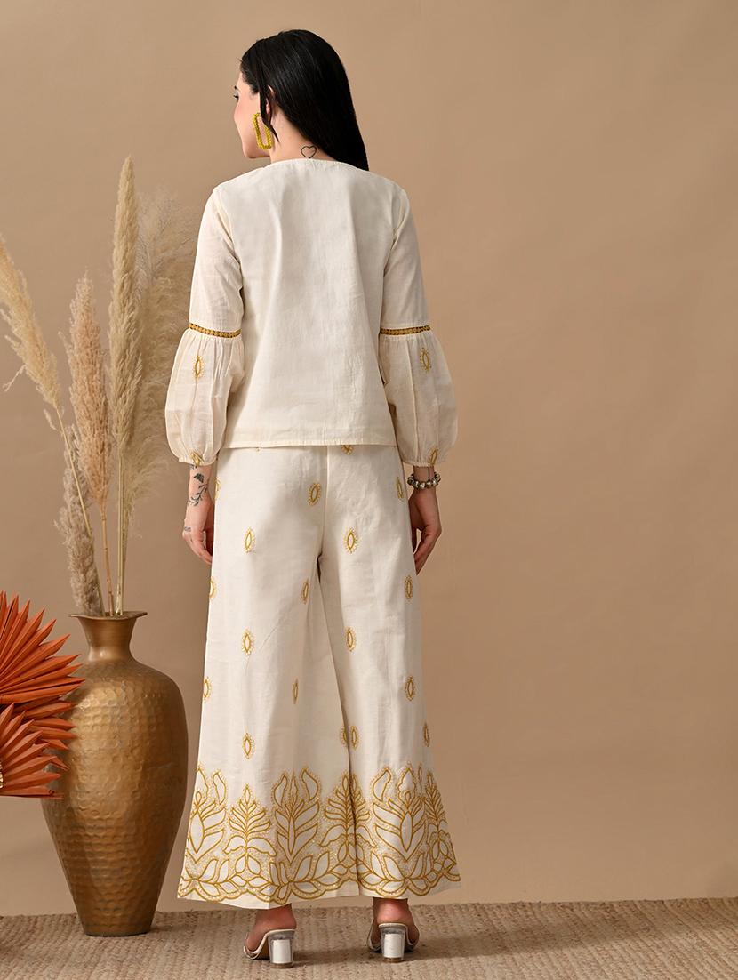 women embroidered shirt and trouser co-ord set - 22017594 - Standard Image - 3